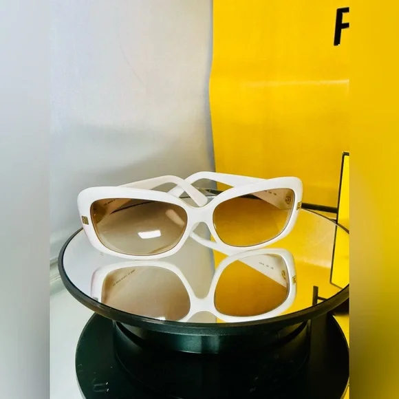 Fendi FS419 White Sunglasses with Logo Arms